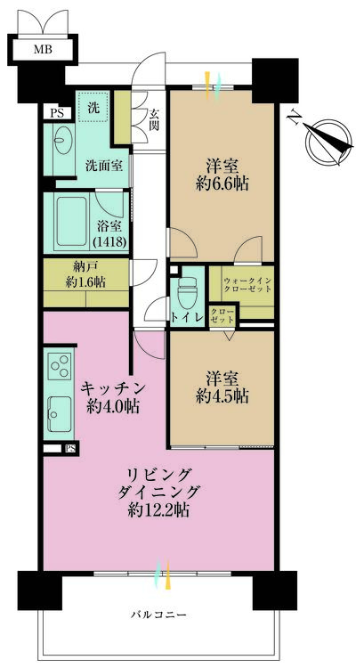 その他 2LDK、専有面積65.24m2、バルコニー面積11.2m2