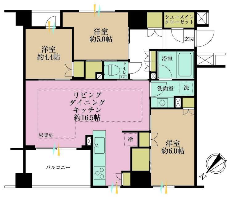 その他 3LDK、専有面積74.39m2、バルコニー面積6.72m2