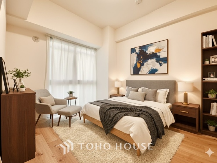 内装 ＊配置してある家具や小物はCGによるイメージ画像です。寝室は一日の疲れを癒す大切な空間。快適で落ち着けるおすすめの間取りです。