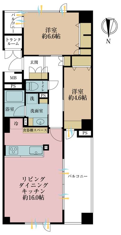 その他 2LDK、専有面積67.02m2、バルコニー面積12.88m2