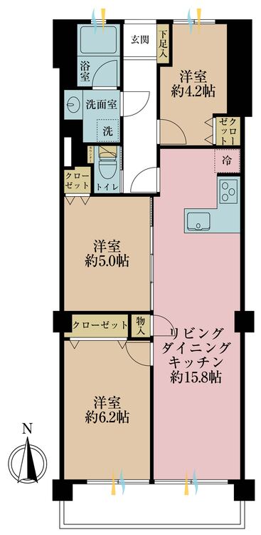 その他 3LDK、専有面積72.36m2、バルコニー面積8.1m2