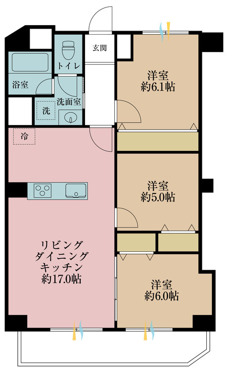 その他 3LDK、専有面積76.8m2、バルコニー面積8.7m2