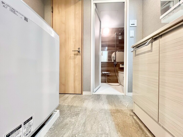 洗面 十分な広さの脱衣所。