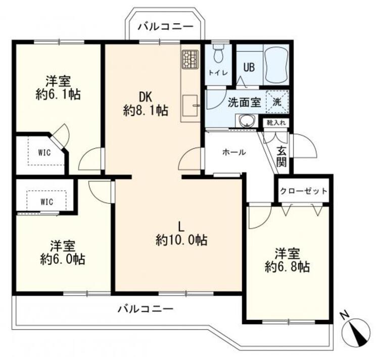 間取り 間取り（３ＬＤＫ＋バルコニー）