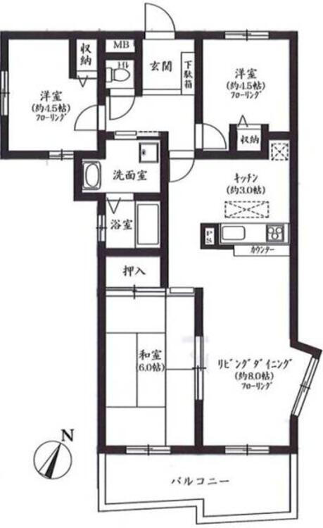 間取り 全室開口部有、陽当たりと風通しのよい住まい