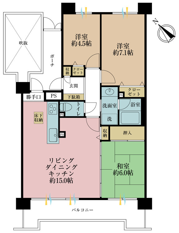 その他 3LDK、有面積68.05m2、バルコニー面積11.65m2