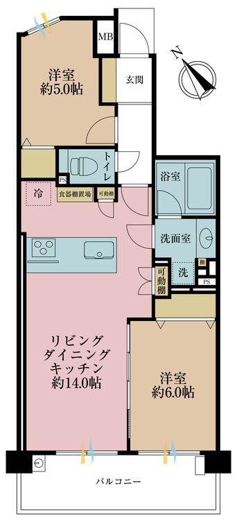 その他 2LDK、専有面積55.64m2、バルコニー面積9.9m2