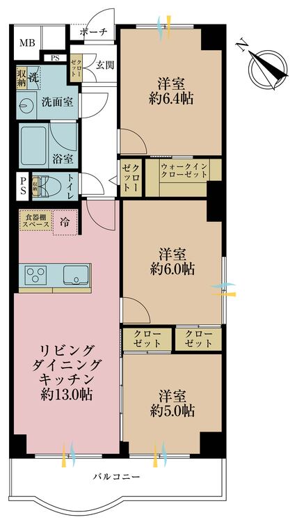 その他 3LDK、専有面積69.75m2、バルコニー面積7.06m2