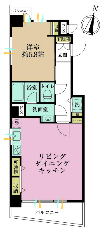 その他 1LDK、専有面積44.63m2、バルコニー面積13.15m2