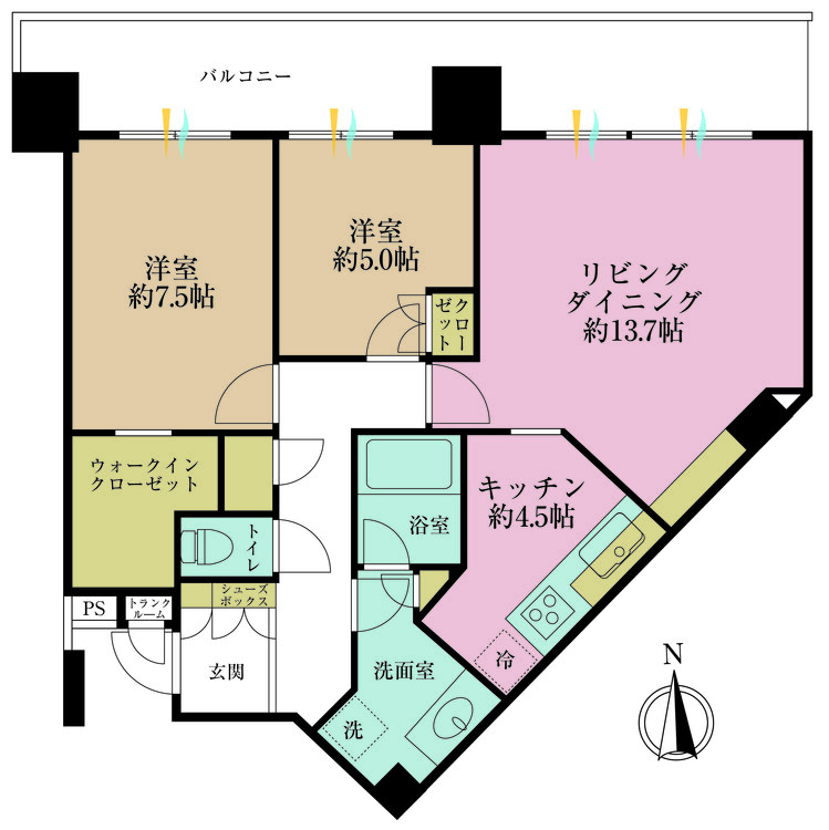 その他 2LDK、専有面積73.89m2、バルコニー面積18.51m2