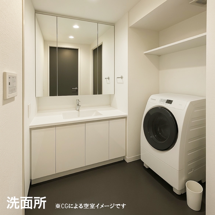 その他 清潔感を感じられる洗面化粧台。