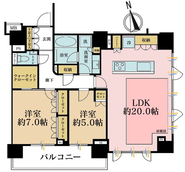 その他 2LDK、専有面積80.43m2、バルコニー面積10.22m2