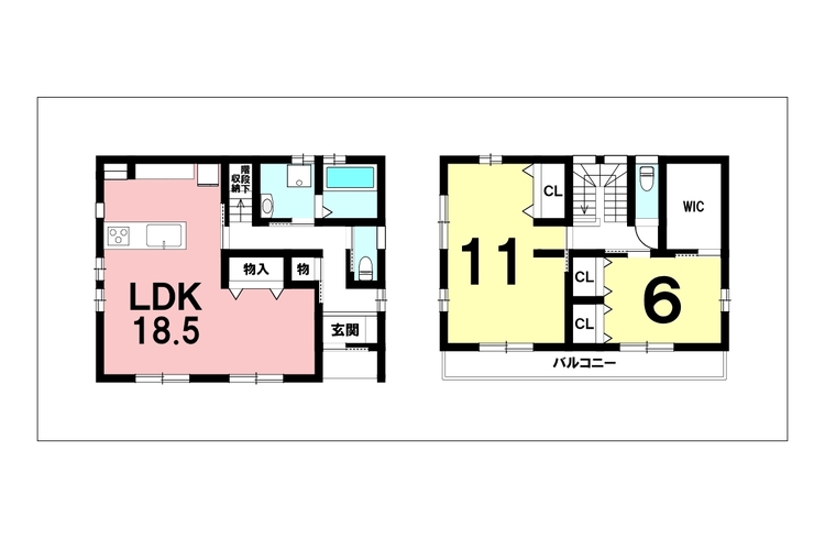 間取り 2LDK＋ウォークインクローゼット【建物面積95.22m2(28.8坪)】太陽光発電システム搭載！