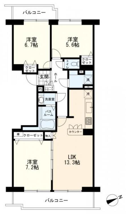間取り 間取図　3LDK