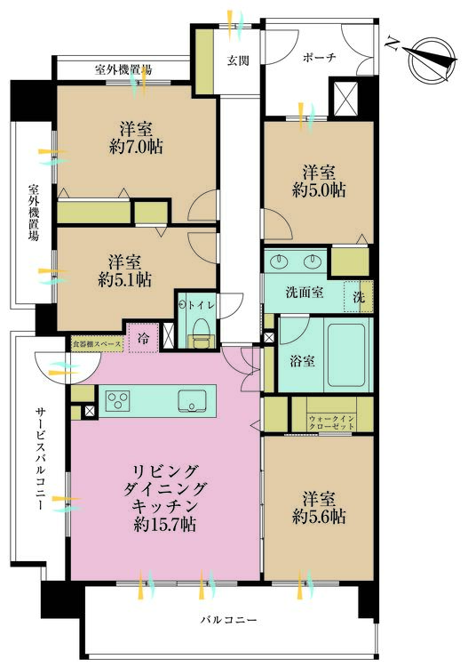 その他 4LDK、専有面積88.27m2、バルコニー面積14.2m2
