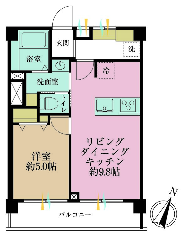 その他 1LDK、専有面積37.63m2、バルコニー面積5.77m2