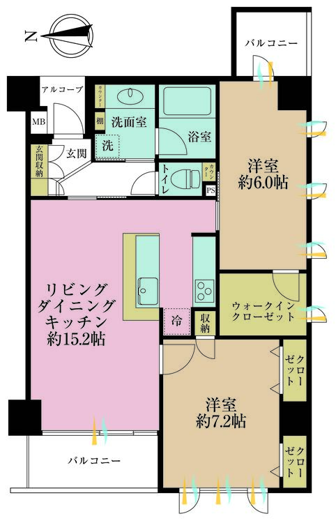 その他 2LDK、専有面積67.61m2、バルコニー面積8.37m2