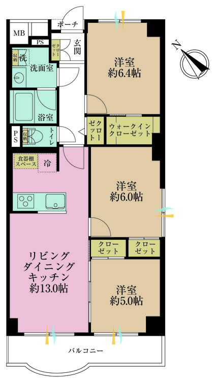 その他 3LDK、専有面積69.75m2、バルコニー面積7.06m2