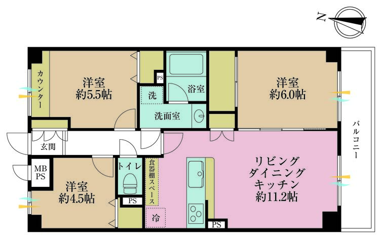 その他 3LDK、専有面積71.47m2、バルコニー面積7.39m2