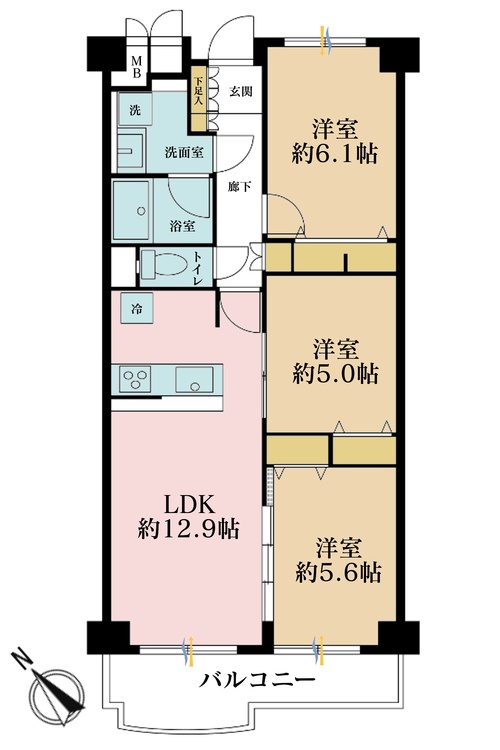 その他 3LDK、専有面積66.8m2、バルコニー面積6.76m2