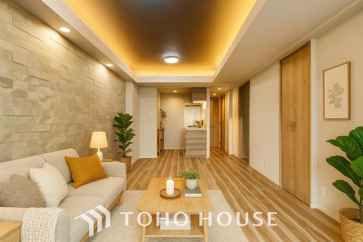 内装 ＊配置してある家具や小物はCGによるイメージ画像です。叶えたかったのは落ち着きのあるナチュラルな風合い、そして開放感があるリビング。