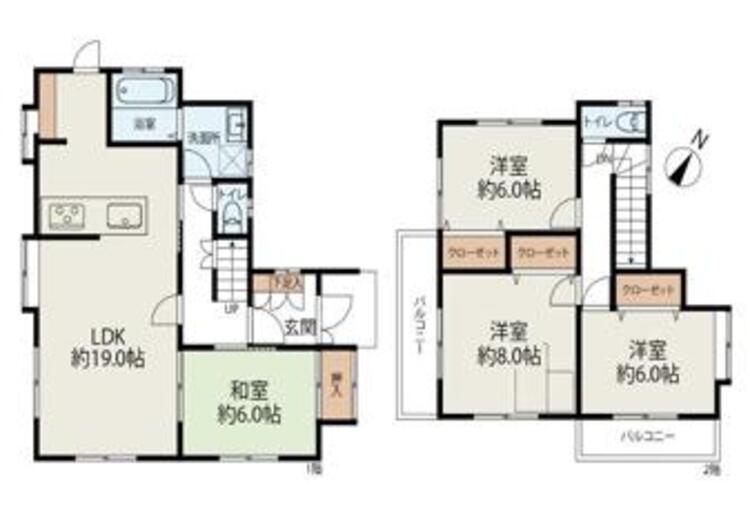 間取り 全室二面採光に付、陽光と風が通り抜ける住空間です