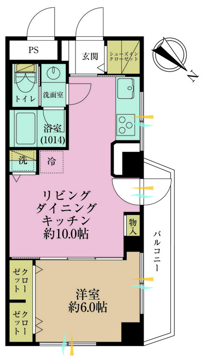 その他 1LDK、専有面積33.22m2、バルコニー面積5.2m2