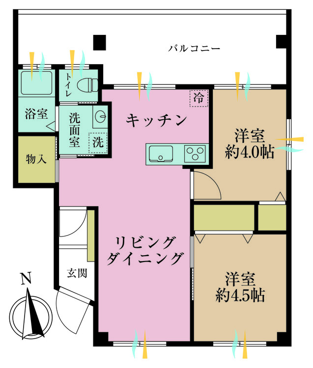 その他 2DK、専有面積45.37m2、バルコニー面積45.37m2