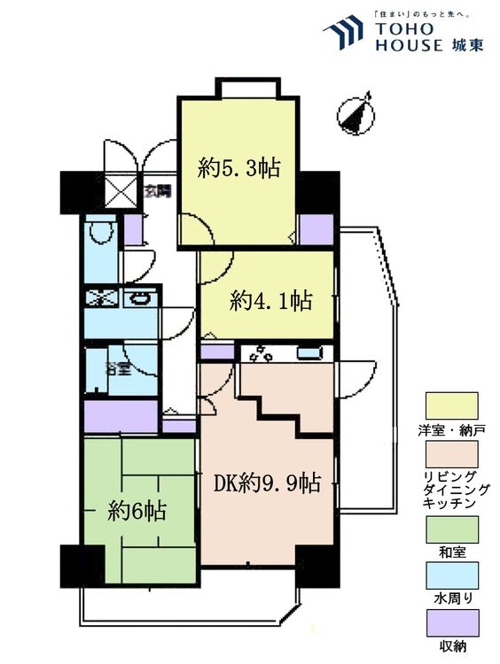 外観 ３ＤＫ、専有面積５９．９５平米、バルコニー面積１４．２６平米