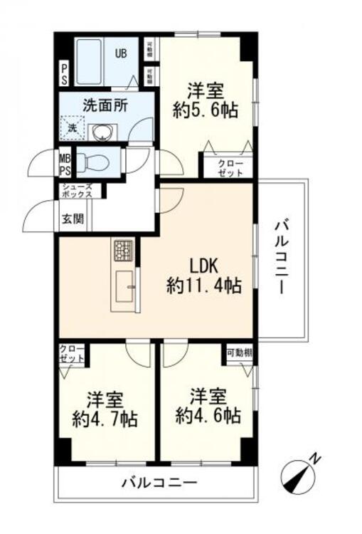 間取り 間取図　３ＬＤＫ