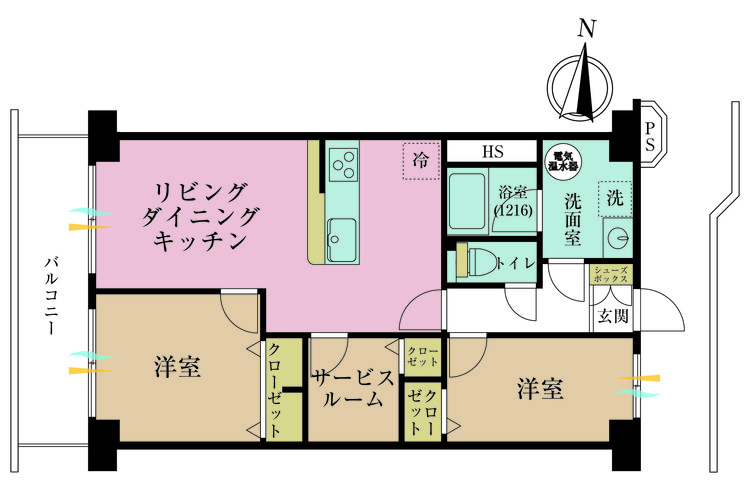 その他 2LDK+S（納戸）、専有面積56m2、バルコニー面積7.84m2
