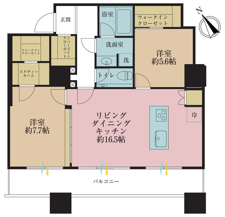 その他 2LDK、専有面積73.81?、バルコニー面積12.88? 