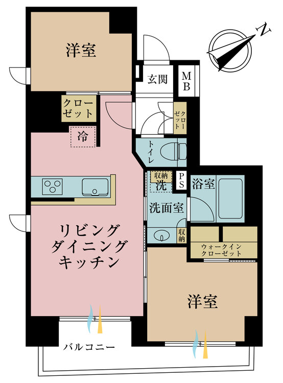 その他 2LDK、専有面積50.06m2、バルコニー面積7.08m2