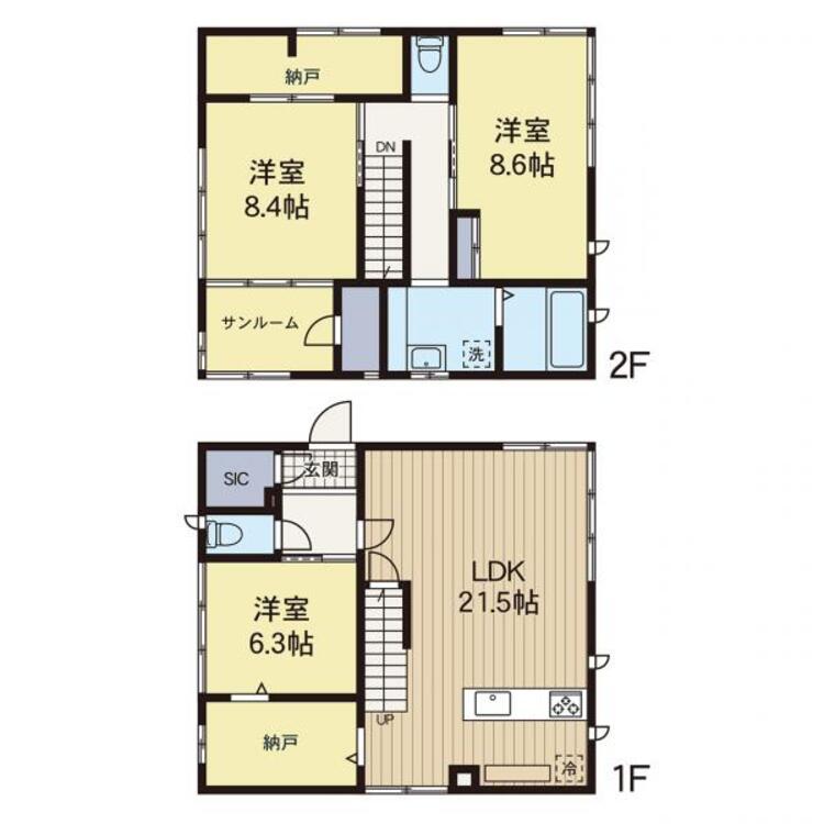 間取り 【間取り図】広々とした3LDKタイプの一戸建て。