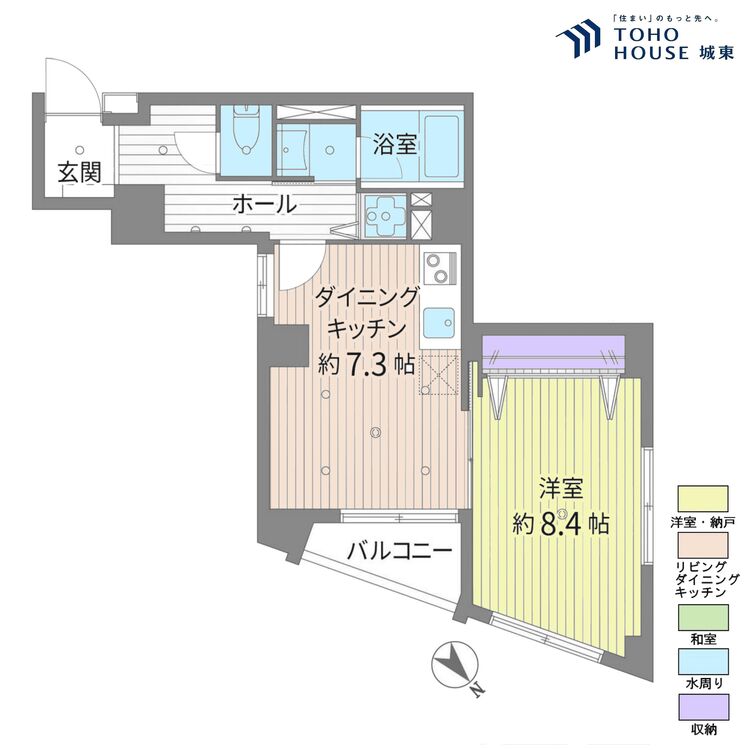 間取り １ＤＫ、専有面積３７．８０平米、バルコニー面積２．８８平米