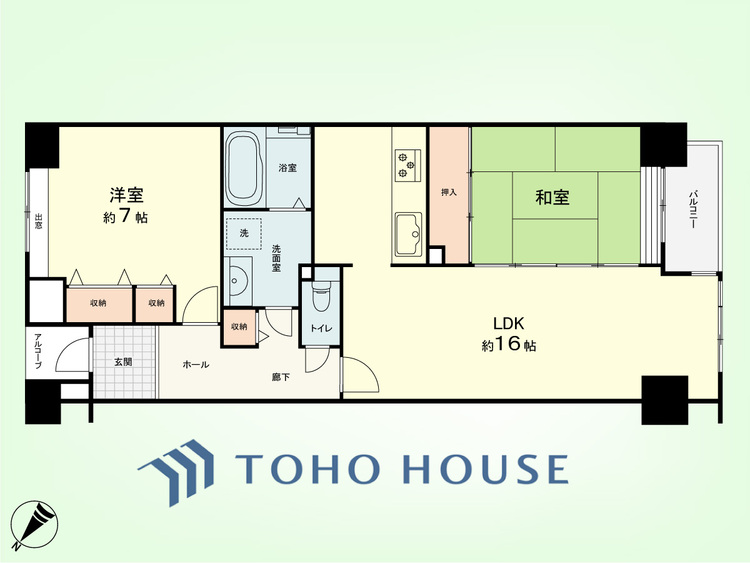 間取り 2LDK　専有面積73.14平米、バルコニー面積3.36平米