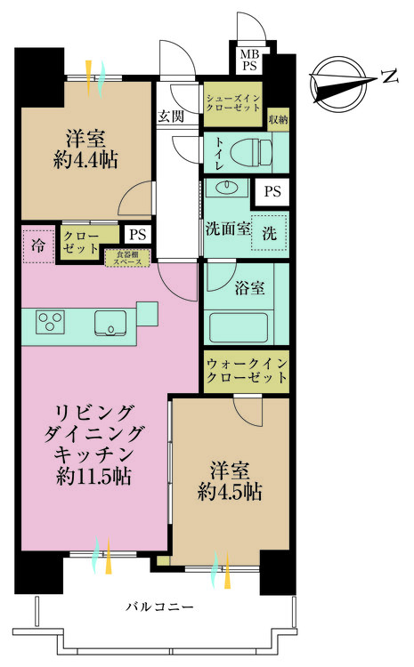 その他 2LDK、専有面積48.26m2、バルコニー面積8.06m2
