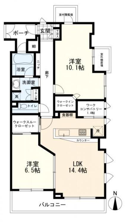 間取り 間取り（２ＬＤＫ＋バルコニー）