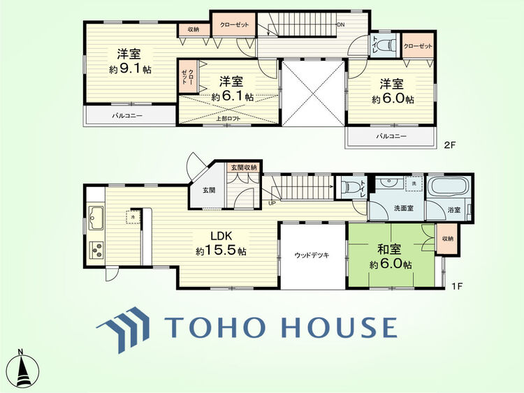 間取り 4LDK+ロフト　建物面積106.19平米、土地面積143.55平米