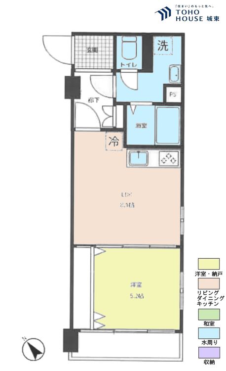 間取り １ＬＤＫ、専有面積３７．９１平米、バルコニー面積３．６０平米