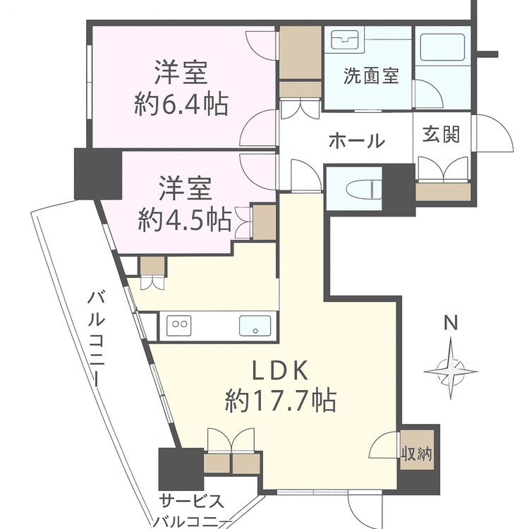 その他 2LDK、専有面積70.12m2、バルコニー面積19.1m2