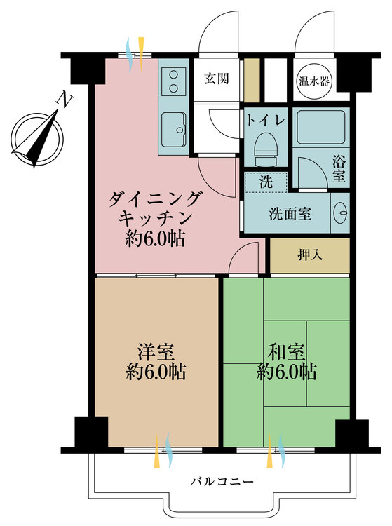 その他 2DK、専有面積42.52m2、バルコニー面積5.96m2