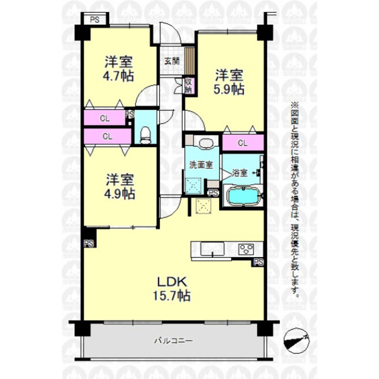 間取り 空室ですのでお気軽にご内覧出来ます！