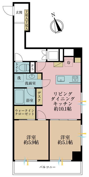 その他 2LDK、専有面積54.46m2、バルコニー面積6.05m2