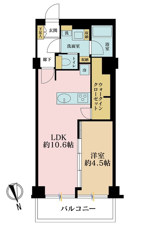 その他 1LDK、専有面積40.13m2、バルコニー面積3.44m2