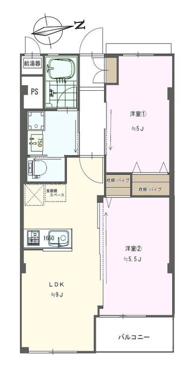 その他 2LDK、専有面積50.22m2、バルコニー面積11.38m2