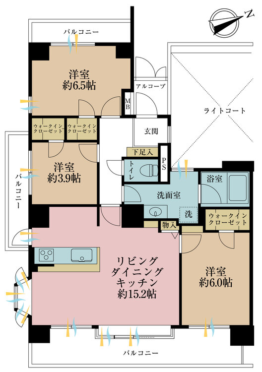 その他 3LDK、専有面積72.33m2、バルコニー面積19.62m2