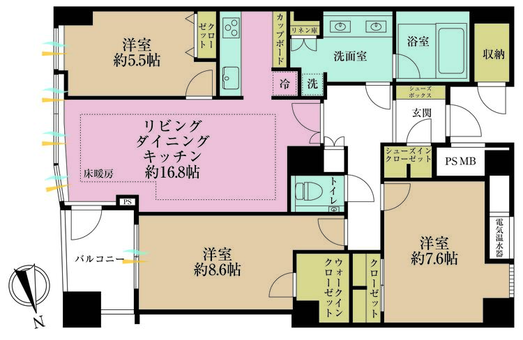 その他 3LDK、専有面積99.65m2、バルコニー面積6.25m2