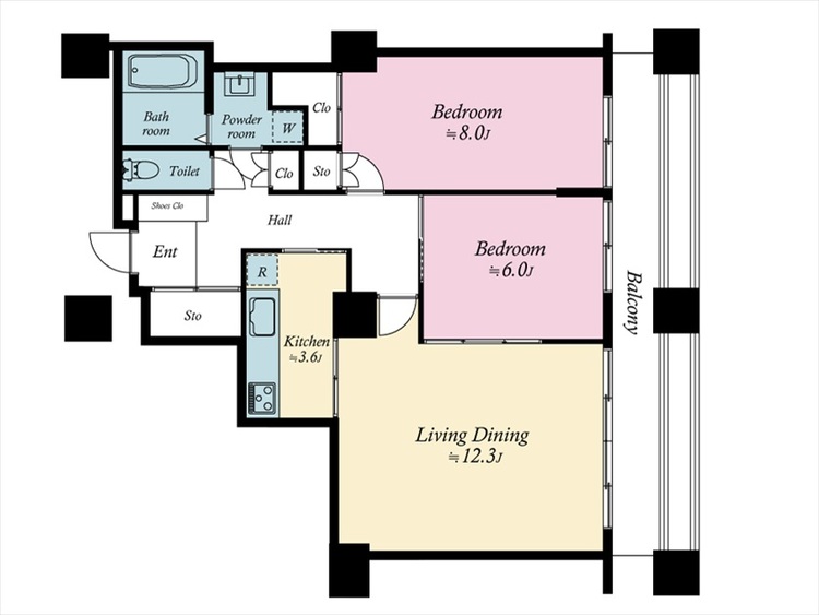 間取り ◆居心地のいい暮らし◆には欠かせない眩い採光。ゆったりとした幅の窓からこの空間に降り注ぐ採光が絶えない。明るいリビングこそ居心地のいい暮らしが待っているのだと思う。