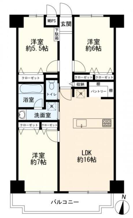 間取り 間取図　3LDK